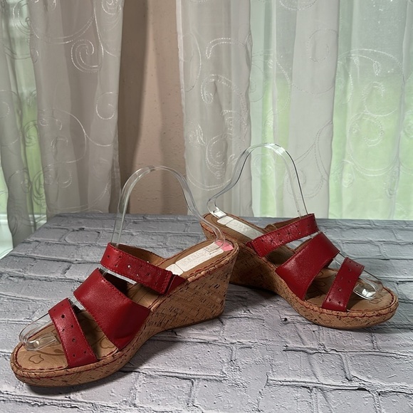 Born Wedge Sandals Women's 9 EU 40.5 Brick Red Leather Cork Wedge Shoes - Picture 15 of 16